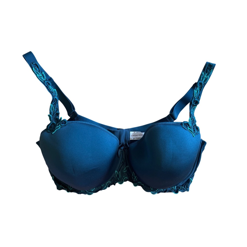 Simone Perele Andora 3D Molded Bra Teal Blue Lace 36F 131343 Underwire